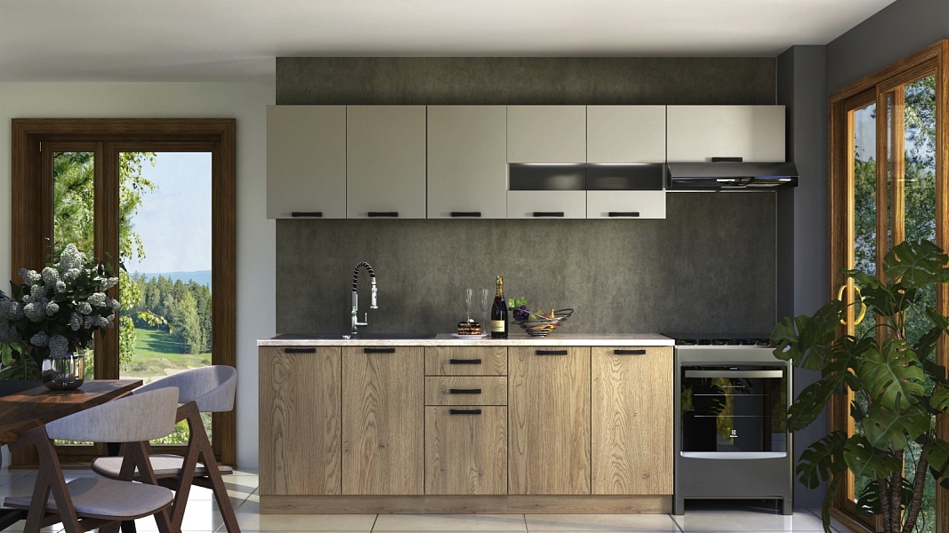 Kuchyně s deskou Perla 260 - dub cremona/kašmír