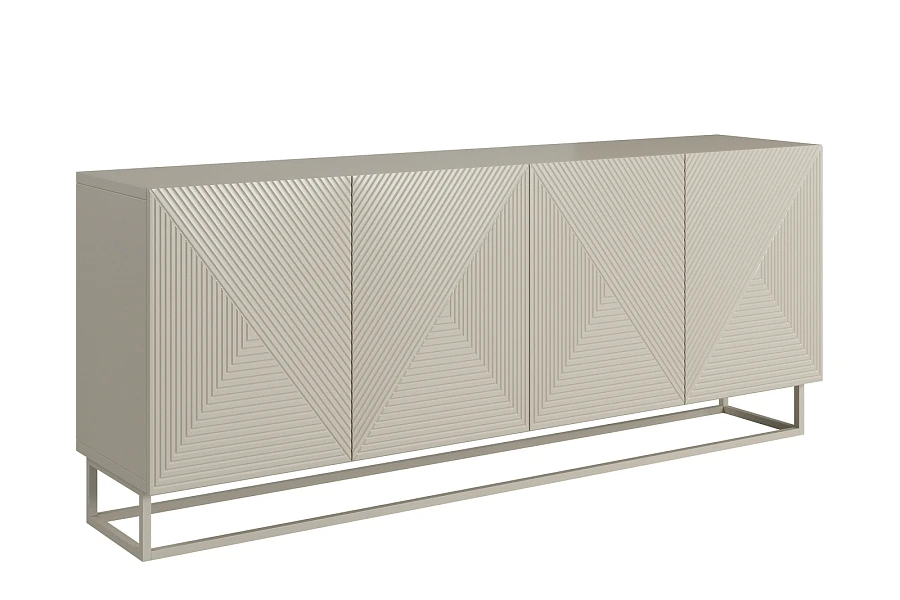 Moderní komoda Asha 200 cm čtyřdveřová - kašmír / kašmírový rám