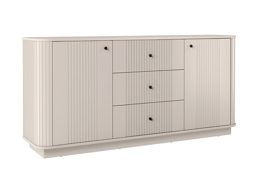 Komoda Vesper 160 cm se zásuvkami na soklu - Kašmír / černá