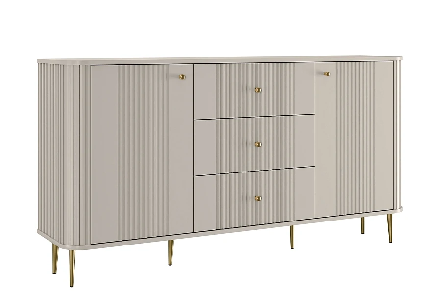 Komoda se zásuvkami Vesper 160 cm - kašmír / zlaté nohy