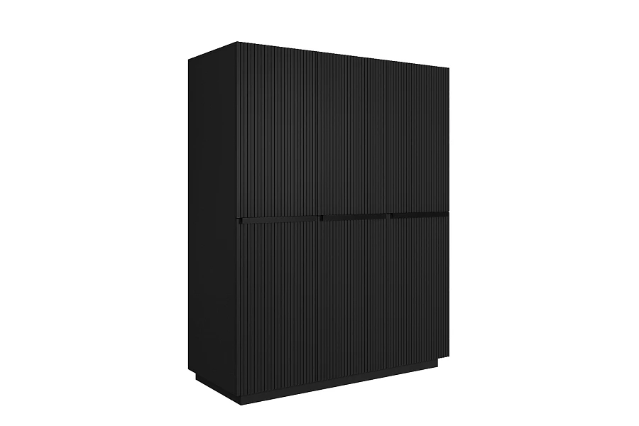 Šatní skříň Nicole 150 cm s policemi - černý mat / černé úchytky