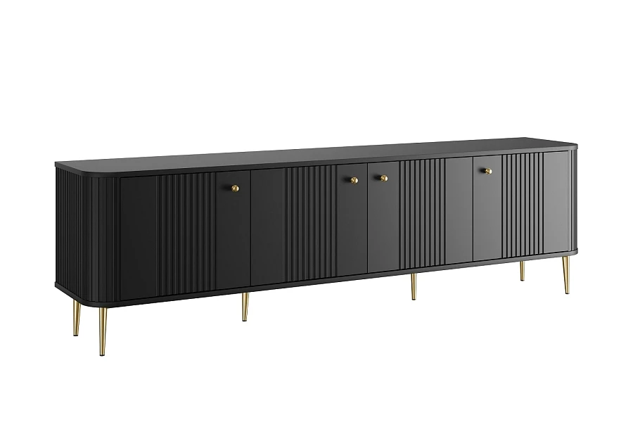 TV stolek Vesper 4D 187 cm - černý / zlaté nožky