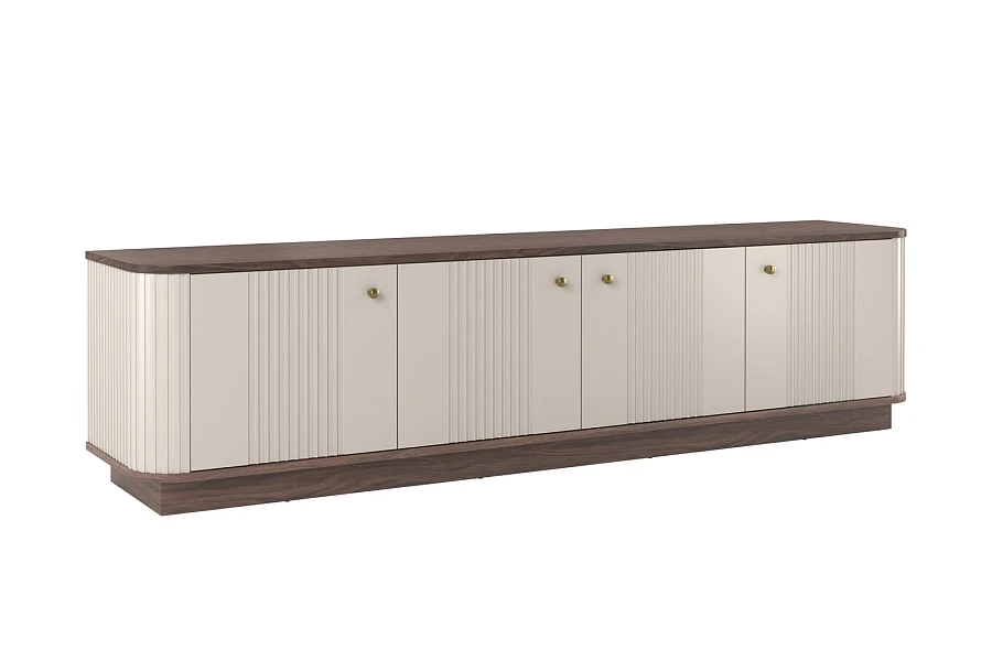 Černá TV skříňka Vesper 4D 187 cm s soklem  - Kašmír / Ořech