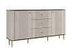 Komoda Vesper 160 cm se zásuvkami na nožkách - kašmír / ořech / zlaté nohy