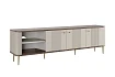 TV stolek Vesper 3D 187 cm - kašmírový / dekor ořech / zlaté nožky