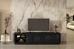 TV stolek Vesper 3D 187 cm na soklu - černý / černé úchyty