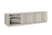 Moderní TV skříňka Vesper 3D 187 cm s kuchyňským soklem - kašmír / zlaté úchytky