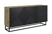 Moderní komoda Asha 167 cm dvoudveřová se zásuvkami - artisan / černá matná / černý rám