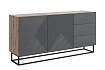 Moderní komoda Asha 167 cm dvoudveřová se zásuvkami - artisan / rivier stone mat / černý rám