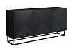 Moderní komoda Asha 167 cm dvoudveřová se zásuvkami - černá matná / černý rám