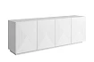 Moderní komoda Asha 200 cm čtyřdveřová - bílý mat