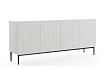 Moderní komoda Nicole 200 cm se čtyřmi dveřmi a ryhovaným čelem - bílý mat / černé nohy