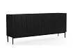 Moderní komoda Nicole 200 cm čtyřdveřová s ryhovaným čelem - černá matná / černé nohy