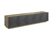 TV stolek Asha 200 cm pětidveřový s rýhovaným čelem - dub artisan / rivier stone mat