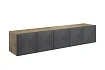 Závěsná TV skříňka Asha 200 cm s drážkovanými dvířky - artisan / rivier stone mat
