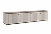 Závěsný TV stolek Vesper 4D 187 cm  - kašmír / ořech / černé úchytky