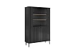 Vitrína Vesper 103 cm čtyřdveřová - černá / černé nohy